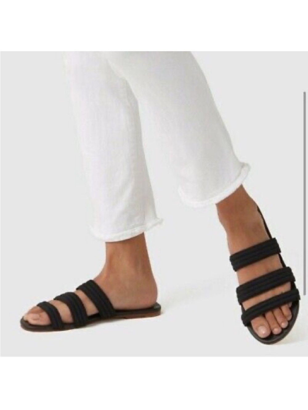 Rothy's Black Triple-Band Slide Sandals